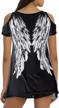 chic and comfortable: tulucky's angel wing t-shirts with cutout shoulders and irregular hemline for women logo