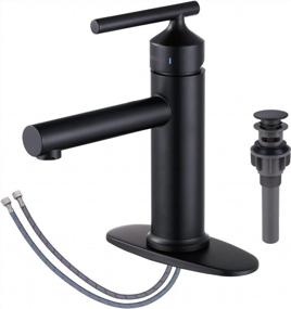 img 3 attached to Modern Matte Black Bathroom Faucet - Waterfall Single Handle Sink Faucet With Pop Up Drain, Stylish Vanity Faucet With 1 Or 3 Hole Installation