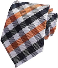 img 4 attached to 🎩 Secdtie Checks Silver Jacquard Necktie: A Classy Addition to Men's Accessories Collection!