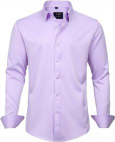 img 4 attached to J.Ver Stretch Formal Shirt For Men - Solid Color Long Sleeves, Wrinkle-Free, Business Casual Button-Down Dress Shirts
