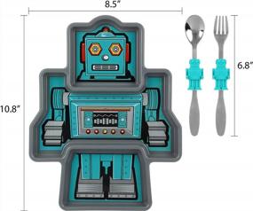img 2 attached to Сделайте прием пищи веселым и легким с KidsFunwares Робот-контроль порций Набор столовой посуды с разделенными тарелками