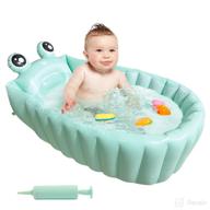 🏊 portable foldable travel mini swimming pool: inflatable baby bath tub for infants to toddler, non slip travel bathtub with air pump - green logo