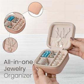 img 2 attached to Hivory Small Travel Jewelry Organizer Case - Portable Storage Case For Necklace, Earring, Ring, Bracelet - Jewelry Display & Storage Box For Girls & Women (Bronze)