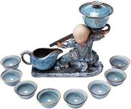 traditional chinese rora lazy kungfu ceramic tea set - 8 cups semi-automatic swivel out of water teapot gift sets logo