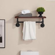 rustic industrial floating shelves with towel bar - perfect bathroom and kitchen storage solution logo