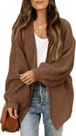 women's open front long sleeve cardigan oversized chunky knit outwear with pocket logo