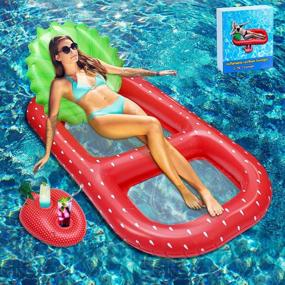 img 4 attached to Giant Pineapple Inflatable Pool Float With 3-In-1 Features For Adult Beach And Pool Lounging - Mukum