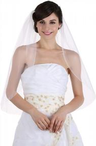 img 4 attached to SAMKY 1T 1 Tier Plain Cut Edge Bridal Wedding Veil All Length 30/36/45/60/72/90/108/120