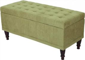 img 4 attached to Joveco Microfiber Button Tufted Ottoman Bench - 41.9 Inches - Light Green - Rectangular - With Built-In Storage