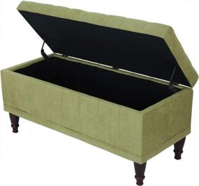 img 1 attached to Joveco Microfiber Button Tufted Ottoman Bench - 41.9 Inches - Light Green - Rectangular - With Built-In Storage