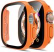 2-pack ultra-tough apple watch hard cases with 9h tempered glass screen protector and touch-sensitive full coverage - protective cover for iwatch 49mm in eye-catching orange color logo
