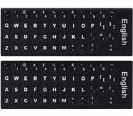 2pcs keyboard sticker pack - english universal black background with white large lettering for computer laptop - boost your seo with these pc keyboard stickers logo