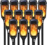 illuminate your holidays with 12-pack flickering flame solar torch lights for outdoor christmas decorations logo