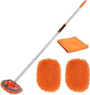 🚗 lsyomne 62'' car wash brush: ultimate long handle car wash mop mitt with chenille microfiber for effective cleaning - replacement head & microfiber towels included! logo