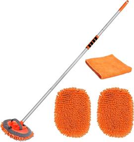 img 4 attached to 🚗 Lsyomne 62'' Car Wash Brush: Ultimate Long Handle Car Wash Mop Mitt with Chenille Microfiber for Effective Cleaning - Replacement Head & Microfiber Towels Included!