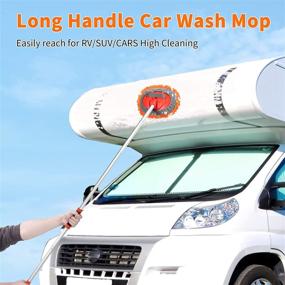 img 3 attached to 🚗 Lsyomne 62'' Car Wash Brush: Ultimate Long Handle Car Wash Mop Mitt with Chenille Microfiber for Effective Cleaning - Replacement Head & Microfiber Towels Included!