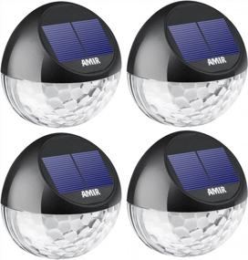 img 4 attached to AMIR Solar Fence Lights Outdoor, 4 Pack 22LM Deck Lights, Auto On-Off Dusk To Dawn Post Lights, Waterproof Solar Garden Decorative Step Light, For Wall, Pathway, Driveway, Patio, Yard, Garden (Black)