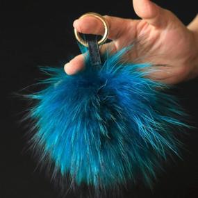 img 2 attached to Genuine Raccoon/Fox Fur Bag Charm Keychain - Fosrion Large Fluffy Pom Ball