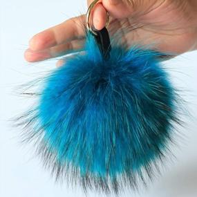 img 3 attached to Genuine Raccoon/Fox Fur Bag Charm Keychain - Fosrion Large Fluffy Pom Ball