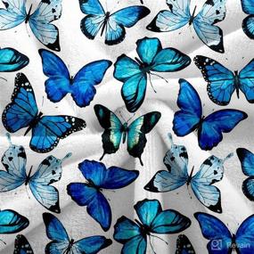 img 2 attached to 🦋 Blue Butterfly Flannel Fleece Blanket - Super Soft Warm Plush Throw for Bedroom, Couch, Sofa - 50"x60