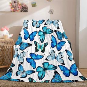 img 4 attached to 🦋 Blue Butterfly Flannel Fleece Blanket - Super Soft Warm Plush Throw for Bedroom, Couch, Sofa - 50"x60