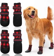 waterproof reflective adjustable dog shoes for medium and large dogs - flystar winter boots for anti-slip outdoor activities: running, hiking, walking, paw protection in rain and snow логотип