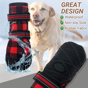 img 2 attached to Waterproof Reflective Adjustable Dog Shoes for Medium and Large Dogs - FLYSTAR Winter Boots for Anti-Slip Outdoor Activities: Running, Hiking, Walking, Paw Protection in Rain and Snow