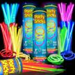 300 pack partysticks glow sticks - 8 inch light up sticks for glow parties, neon glow necklaces and bracelets, glow in the dark party favors and decorations with connectors logo