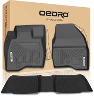 oedro all-weather floor mats for 2017-2019 ford explorer - full set, unique black tpe, no 2nd row center console, front and rear liners logo