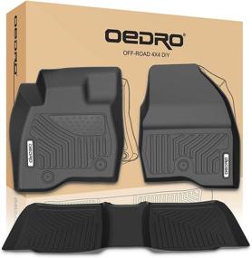 img 4 attached to OEDRO водонепроницаемые коврики для пола на Ford Explorer 2017-2019 гг. - полный комплект, уникальная черная эластомерная термопластическая резина (TPE), без центральной консоли второго ряда, передний и задний коврики.