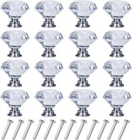 img 4 attached to Upgrade Your Home Decor With YourGift'S 16 Pack Diamond Shaped Crystal Glass Cabinet Knobs Pull Handles (30Mm, Silver)