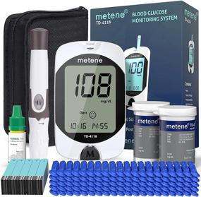 img 4 attached to Complete Blood Glucose Testing Kit - Metene TD-4116, 100 Glucometer Strips, 100 Lancets, Lancing Device, And Large Display Meter, Diabetes Testing Made Easy And Accurate With Coding-Free Technology