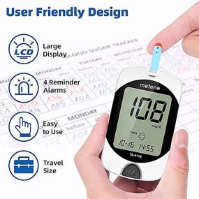 img 2 attached to Complete Blood Glucose Testing Kit - Metene TD-4116, 100 Glucometer Strips, 100 Lancets, Lancing Device, And Large Display Meter, Diabetes Testing Made Easy And Accurate With Coding-Free Technology
