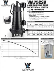 img 3 attached to Водоотливной насос WaterAce WA75CSV 3/4 л.с. — мощный и прочный корпус черного цвета