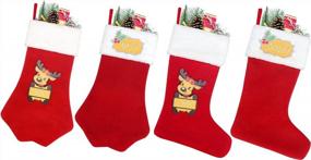 img 4 attached to Customizable 20 Inch Christmas Stockings - Rustic Holiday Decorations And Perfect Family Gifts