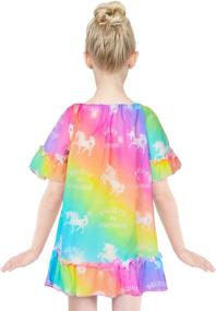 img 2 attached to 🦄 Adorable Chiffon Unicorn Mermaid Cover-up: Girls' Beach Swimsuit Coverup with Pompom Tassel