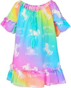 img 4 attached to 🦄 Adorable Chiffon Unicorn Mermaid Cover-up: Girls' Beach Swimsuit Coverup with Pompom Tassel