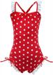 stylish and sun-safe: girls' polka dot and daisy 1-piece swimsuits in long-sleeve and simplified styles logo
