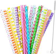 🌈 colorful bpa-free plastic straws for mason jar tumblers - pack of 30 with cleaning brush (random patterns) logo