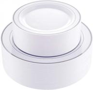 supernal 102pcs silver plastic plates - perfect for christmas, thanksgiving, and halloween parties логотип