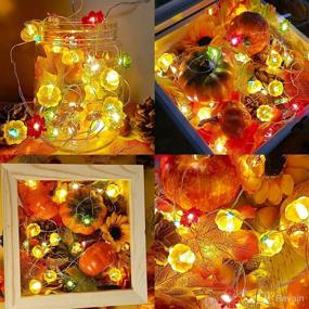 img 4 attached to 🍂 Vibrant 3D Pumpkin Maple Leaf Acorn Fall Lights: 10Ft Battery Powered String Lights for Indoor Outdoor Harvest, Autumn, Halloween, Thanksgiving Decorations