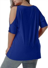 img 3 attached to Stylish Plus Size Batwing Top With Cold Shoulder Design - ALLEGRACE V-Neck Short Sleeve T-Shirt