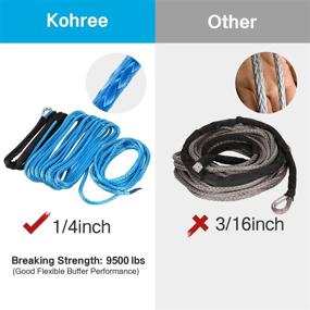 img 1 attached to 🧰 Durable Kohree Synthetic Winch Rope - 1/4 x 50', 9500lbs - Ideal for Off-Roading, SUV, UTV, ATV, Trucks, and Boats!