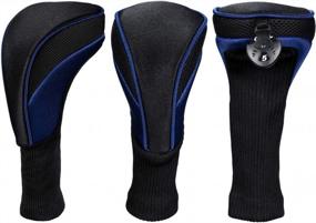 img 1 attached to Complete Set Of Black Golf Club Headcovers With Interchangeable Tags For All Fairway And Driver Clubs