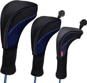 img 4 attached to Complete Set Of Black Golf Club Headcovers With Interchangeable Tags For All Fairway And Driver Clubs