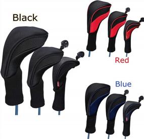 img 3 attached to Complete Set Of Black Golf Club Headcovers With Interchangeable Tags For All Fairway And Driver Clubs