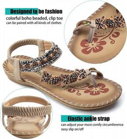 img 1 attached to Women'S Summer Gladiator Sandals, Bohemian Beaded Dress Shoes With Comfortable Open Toe Elastic Ankle Strap Slip On Flats