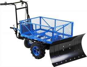 img 1 attached to Electric Power Wagon Steel Mountable Snow Plow Utility Wheelbarrow Barrel Dump By Landworks