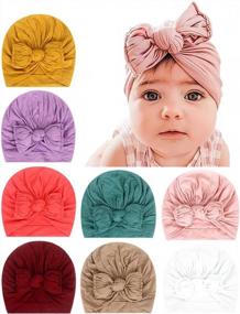 img 4 attached to Cute Knotted Turban Hats For Baby Girls: Hair Accessories For Toddlers 3-36 Months - QandSweat