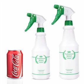 img 2 attached to 2-Pack 32Oz All-Purpose Heavy Duty Plastic Spray Bottles - Leak Proof, Adjustable Nozzle For Cleaning, Planting & Pet Care - Green